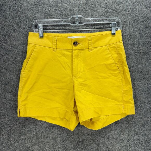Old Navy Shorts Women 0 Yellow Mid Rise Chino Pockets Cotton Everyday Short - Picture 3 of 9